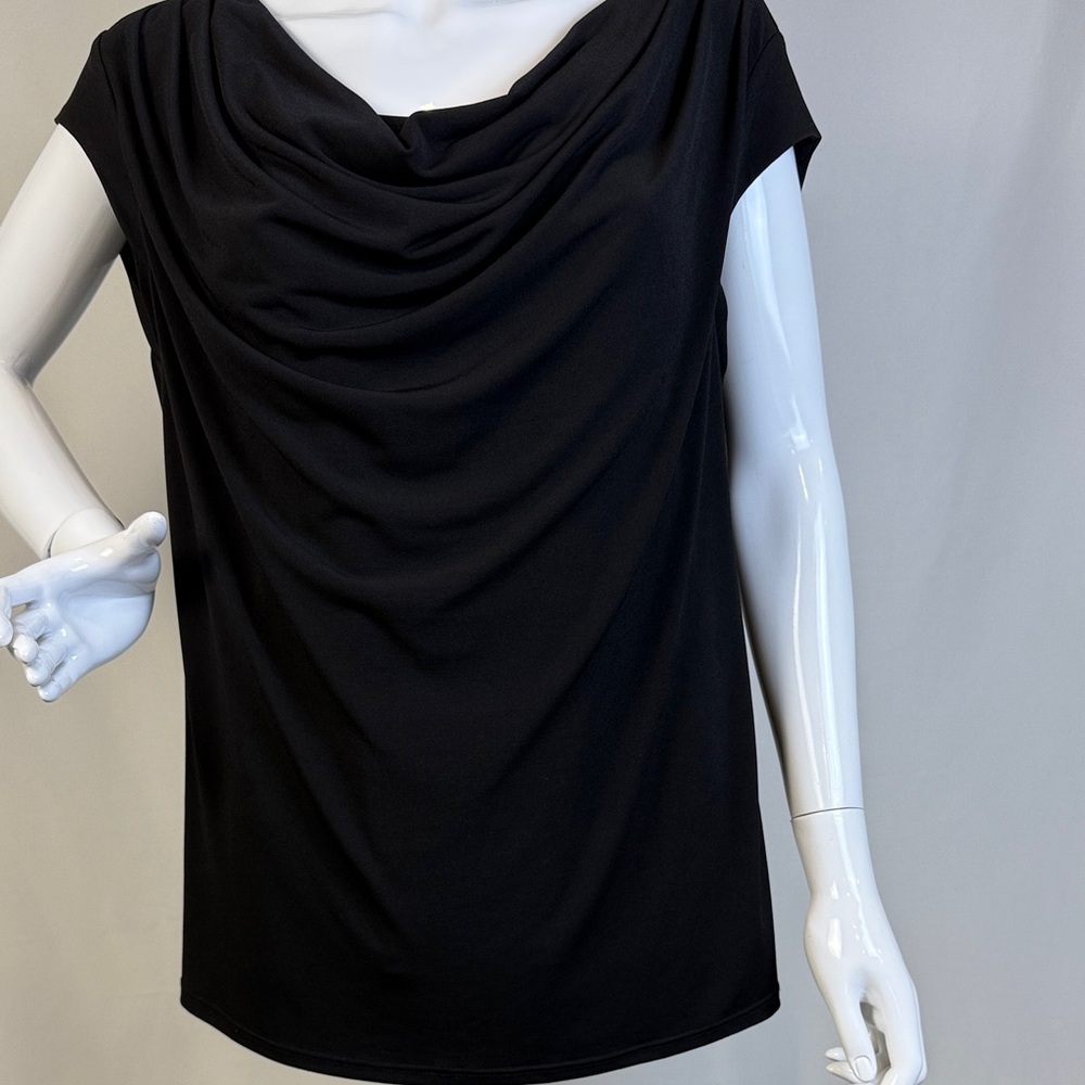 Premise Classic Black Draped Blouse Size XL